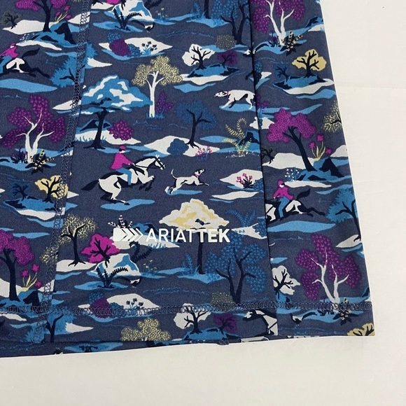 Ariat Tech 1/4 Zip Lowell Pullover Purple Blue Horse Print Athletic Top Size L - Picture 3 of 9